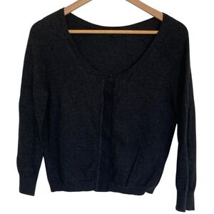 Gap Women's Classic Scoop Neck Sweater Cardigan Charcoal Size M Cotton Cashmere